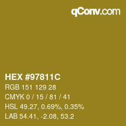 颜色代码: HEX #97811C | qconv.com