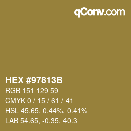 カラーコード: HEX #97813B | qconv.com