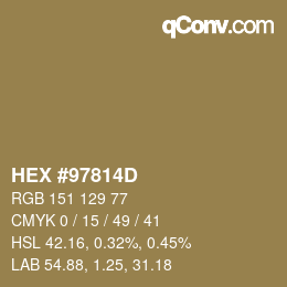 カラーコード: HEX #97814D | qconv.com