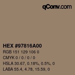 Color code: HEX #97816A00 | qconv.com