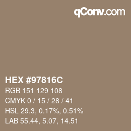 カラーコード: HEX #97816C | qconv.com