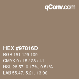 カラーコード: HEX #97816D | qconv.com