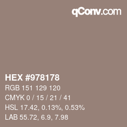 Color code: HEX #978178 | qconv.com