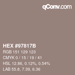 Farbcode: HEX #97817B | qconv.com