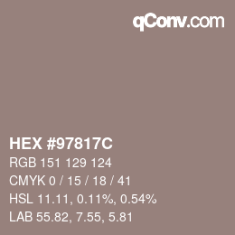 Color code: HEX #97817C | qconv.com