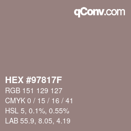 Color code: HEX #97817F | qconv.com