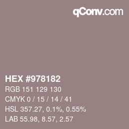 颜色代码: HEX #978182 | qconv.com