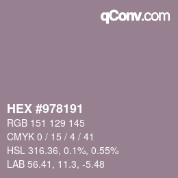 颜色代码: HEX #978191 | qconv.com