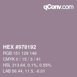 颜色代码: HEX #978192 | qconv.com