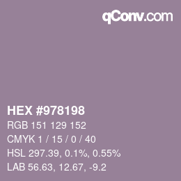 颜色代码: HEX #978198 | qconv.com