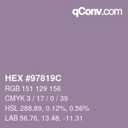 颜色代码: HEX #97819C | qconv.com