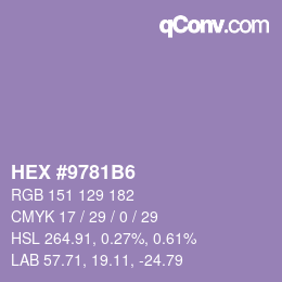 颜色代码: HEX #9781B6 | qconv.com