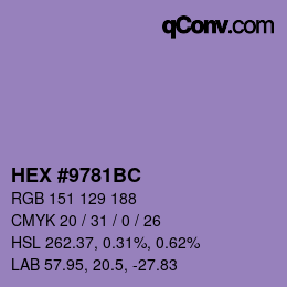 颜色代码: HEX #9781BC | qconv.com