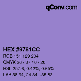 颜色代码: HEX #9781CC | qconv.com