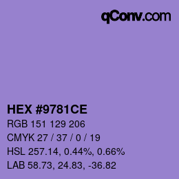 カラーコード: HEX #9781CE | qconv.com