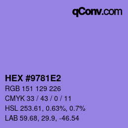 カラーコード: HEX #9781E2 | qconv.com