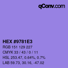 カラーコード: HEX #9781E3 | qconv.com