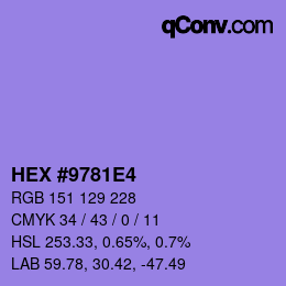 カラーコード: HEX #9781E4 | qconv.com