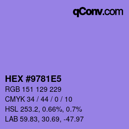 颜色代码: HEX #9781E5 | qconv.com