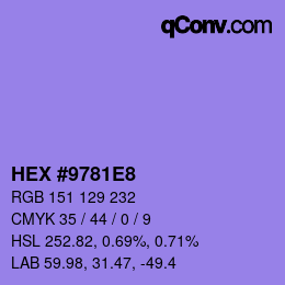 カラーコード: HEX #9781E8 | qconv.com