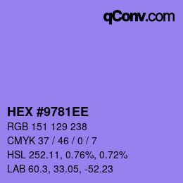 カラーコード: HEX #9781EE | qconv.com