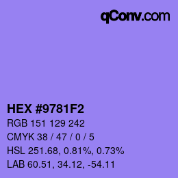 カラーコード: HEX #9781F2 | qconv.com