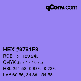 カラーコード: HEX #9781F3 | qconv.com