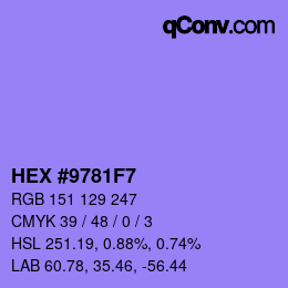 カラーコード: HEX #9781F7 | qconv.com