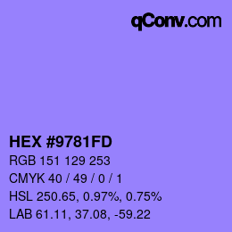 カラーコード: HEX #9781FD | qconv.com