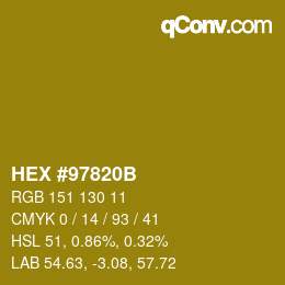 カラーコード: HEX #97820B | qconv.com