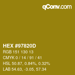 カラーコード: HEX #97820D | qconv.com