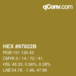 颜色代码: HEX #97822B | qconv.com