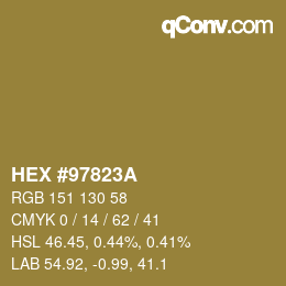颜色代码: HEX #97823A | qconv.com