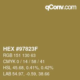 Color code: HEX #97823F | qconv.com