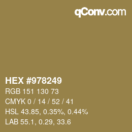 颜色代码: HEX #978249 | qconv.com