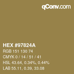 颜色代码: HEX #97824A | qconv.com