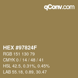 颜色代码: HEX #97824F | qconv.com