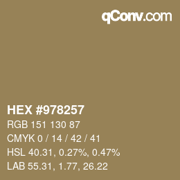 カラーコード: HEX #978257 | qconv.com