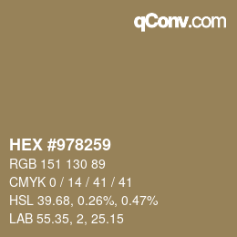 颜色代码: HEX #978259 | qconv.com