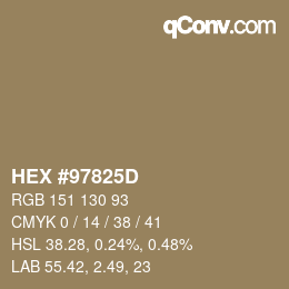 カラーコード: HEX #97825D | qconv.com