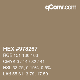 カラーコード: HEX #978267 | qconv.com