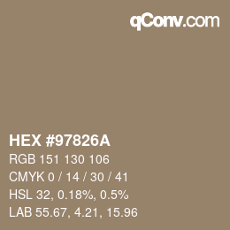 颜色代码: HEX #97826A | qconv.com