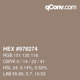 颜色代码: HEX #978274 | qconv.com