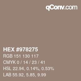 颜色代码: HEX #978275 | qconv.com