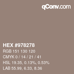 カラーコード: HEX #978278 | qconv.com