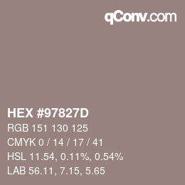 カラーコード: HEX #97827D | qconv.com
