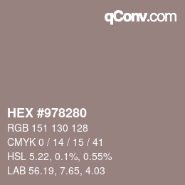 カラーコード: HEX #978280 | qconv.com