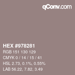 颜色代码: HEX #978281 | qconv.com