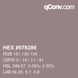 颜色代码: HEX #978286 | qconv.com