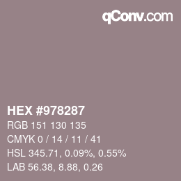 颜色代码: HEX #978287 | qconv.com